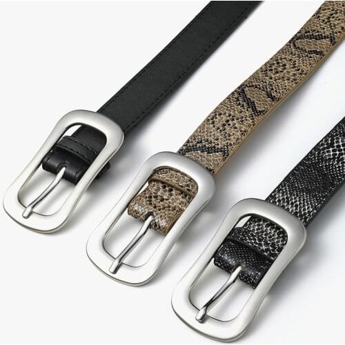 Luxury Brand Women Belts Black Snake PU Leather Belt Female Waist Strap Belt Waistband Jeans Dress