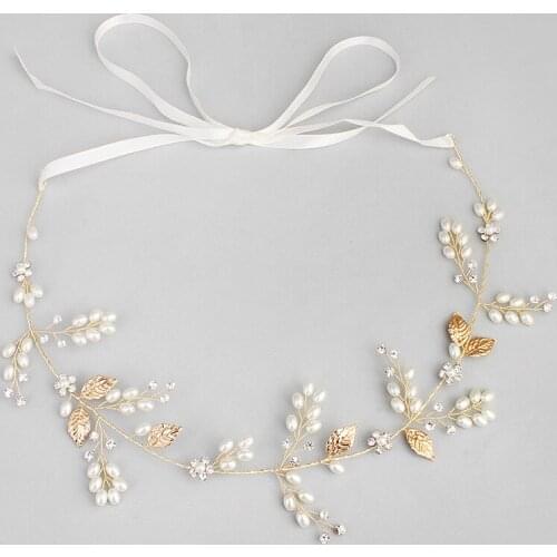 SLBRIDAL Handmade Wired Rhinestones Crystals Pearls Flower Wedding Tiara Headband Bridal Hair Vine Hair Accessories Bridesmaids