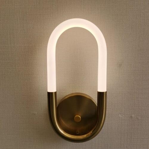 New Designer Wall Lamp Led Acrylic Luminous Sconce Aisle Gold Bedroom Bedside Modern Mirror Lighting Nordic Indoor Ring Lights