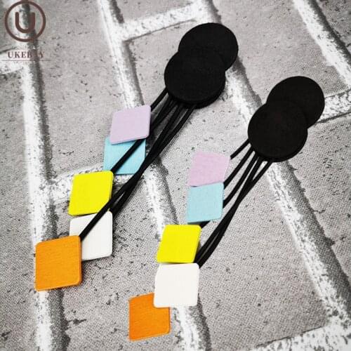 UKEBAY New Long Earrings Handmade Rubber Jewelry Women Wood Earrings Big Earring Square Wooden Jewellery Festival Gift Female