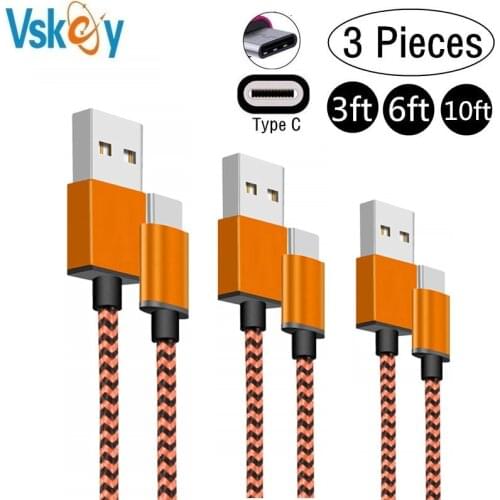 VSKEY USB Type C Cable for Xiaomi Mi CC9E A3 Lite RedMi K20 Pro Max3 Mix 2s/Mi 9Se/9t/9X Charging & Data Sync Cord 3ft 6ft 10ft