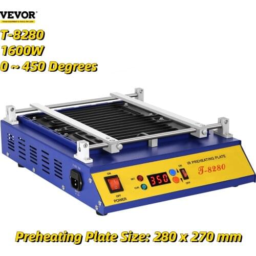 VEVOR T8280 IR Infrared Preheating Oven Hot Plate PCB Board Preheater 1600W SMD Rework Station BGA Soldering Machine 280 x 270mm