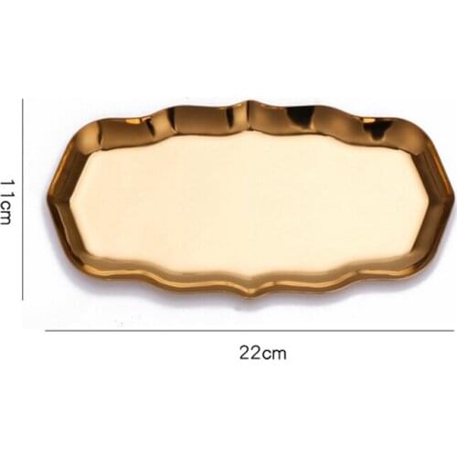 Wave Stainless Steel Tray Desktop Cosmetic Storage Box Porch Jewelry Storage Metal Tray Snack Tray Storage & Organization