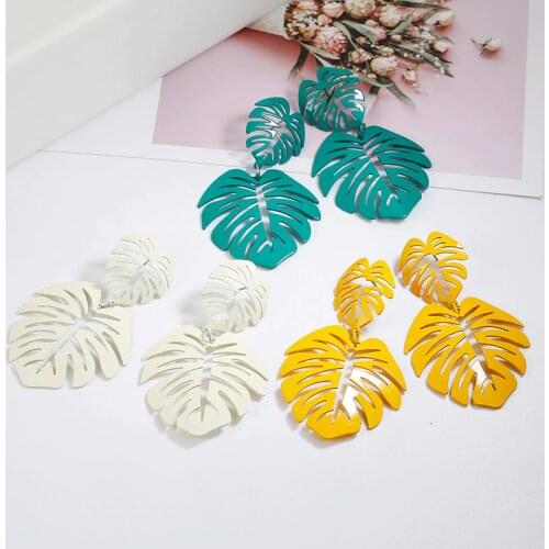 Statement Big Leaf Earrings Temperament All Match Women Drop Earrings 2018 Fashion Jewelry Party Holiday Beach Style Yellow Gift