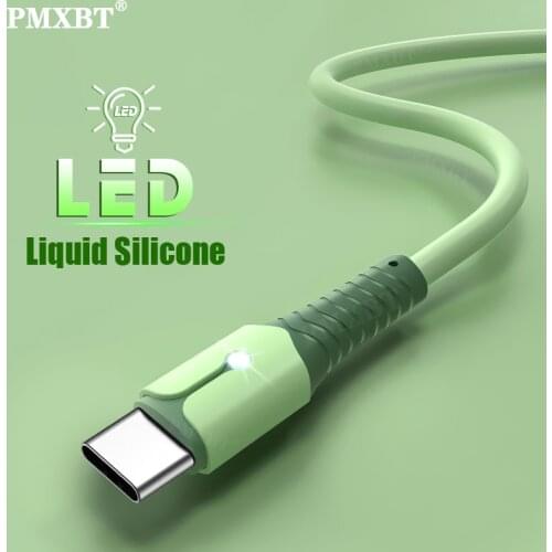 Liquid Silicone USB C Cable Type C Remind Light Charger Cable For Samsung Xiaomi Redmi 7 8 9 10 Microusb Fast Charging Data Cord