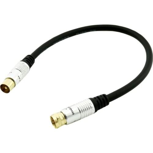 1pc 9.5mm Male to F Type Male Plug Coaxial TV Satellite Antenna Gold Plated Connector Cable 1FT/30CM