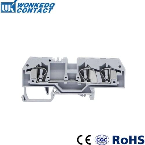 10Pcs 282-681 Connector DIN Mount Spring Cage Connection Terminal Blocks 3 Conductor through