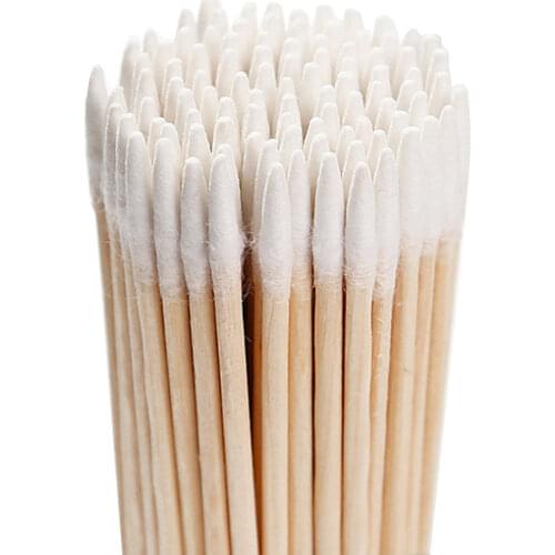 100pcs/bag Wooden Cotton Stick Swabs Buds for Cleaning The Ears Eyebrow Lips Eyeline Tattoo Makeup Cosmetics Tools