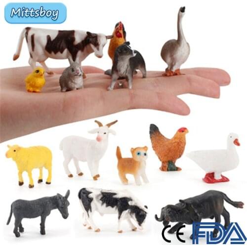 14Pcs Simulation Poultry Animal Simulation Figure Chicken Duck Dog Educational Toy for Children Baby Toy Figure Collection Gifts