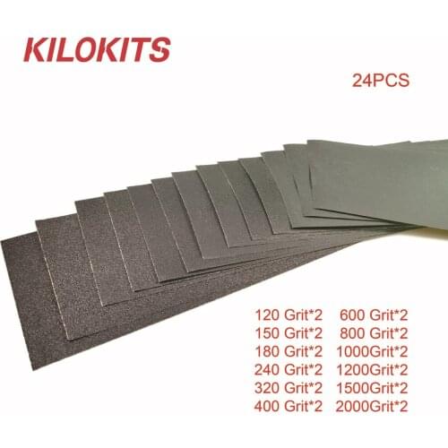 24-PACK Sanding Sheets Wet/Dry Silicon Carbide Waterproof Sandpaper for Polishing Model Accessories Kits Surface