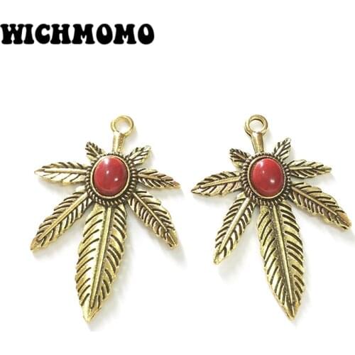 Clearance Fashion 3pcs 55MM Retro Zinc Alloy Gold Big Maple Leaves Pendants DIY Necklace Jewelry Accessories