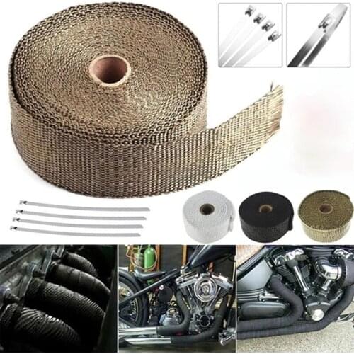 5M Roll Fiberglass Heat Shield Motorcycle Manifold Exhaust Header Pipe Heat Wrap Cloth Tape Thermal Protection Insulation Tape