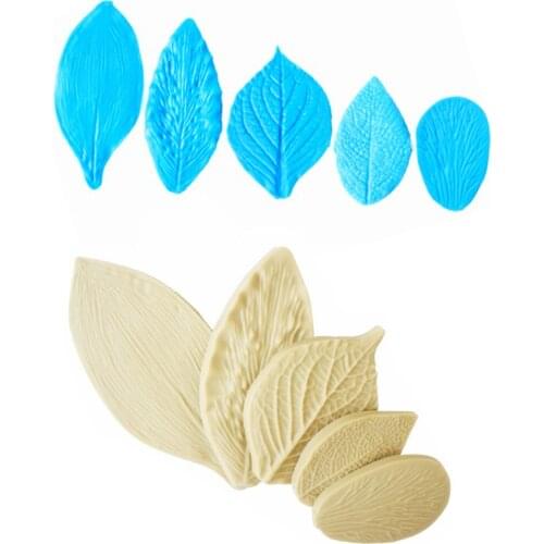 5 Pcs/set Leaves Shape Fondant Cake Silicone Mold Cookies Candy Molds Pastry Biscuits Mould Baking Cake Decoration Tools Clay