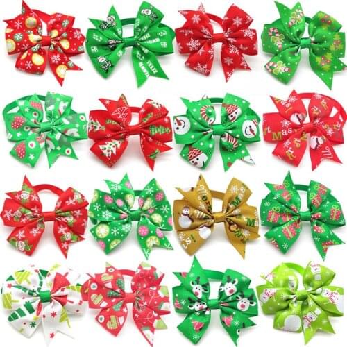 50/100 Pc Puppy Dog Grooming Accessories Christmas Small Dog Cat Bowtie Necktie Xmas Party Dog Accessories Dog Bows Pet Supplies
