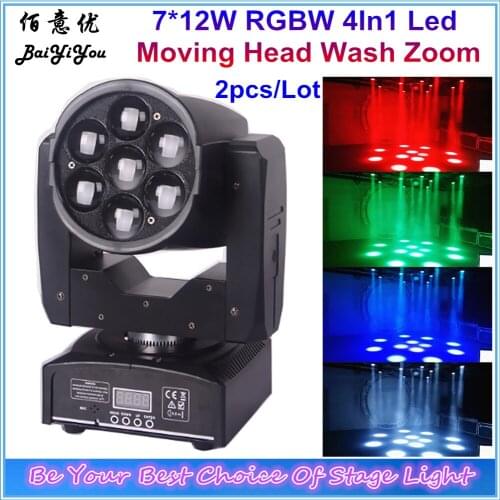 7pcs *12W RGBW 4In1 Led Moving Head Wash Zoom Light 7x12W Wash Beam LED Moving Head Light LED Stage Light