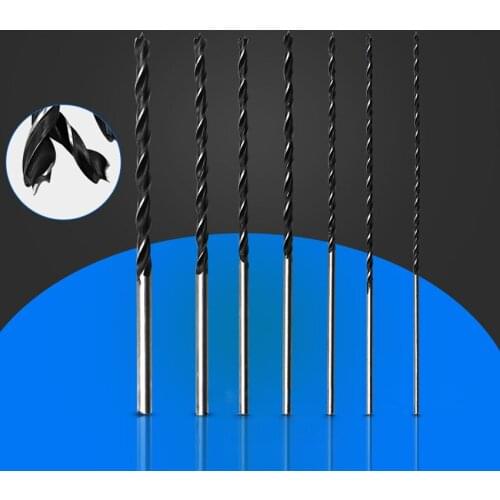 7PCS/Set Three Point Woodworking Countersunk Drill Bit High Carbon Steel Thread Drill 300mm Length 4mm/5mm/6mm/7mm/8mm/10mm/12mm