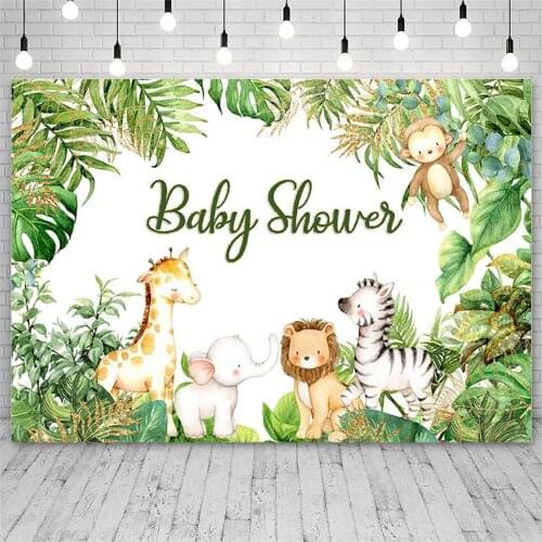 Avezano Baby Shower Photography Backdrop Forest Jungle Party Monkey Decor Boy Banner Background Photo Studio Photocall Photozone