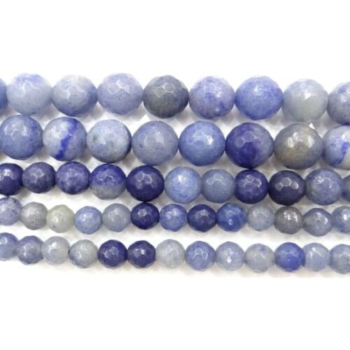 Natural Stone Beads Faceted Blue Aventurine stone Round Loose Beads For Making Jewelry 15Inch 6/8/10/12mm Beads Diy Bracelet