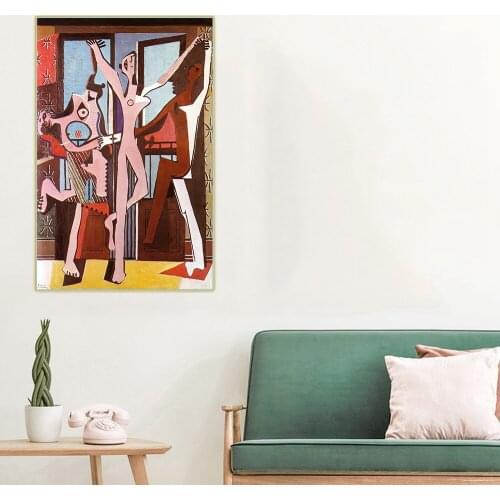Citon Pablo Picasso《The Three Dancers》Canvas Oil Painting Abstract Poster Painting Decorative Picture Wall Decor Home Decoration