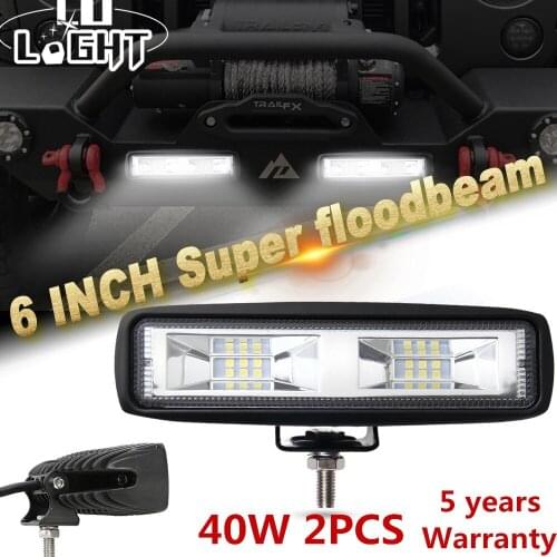 CO LIGHT 6" 40W Flood Beam LED Work Light Bar Offroad 12V 24V Led Bar for Truck Car UAZ Boat 4x4 SUV ATV Automobile Fog Lamp