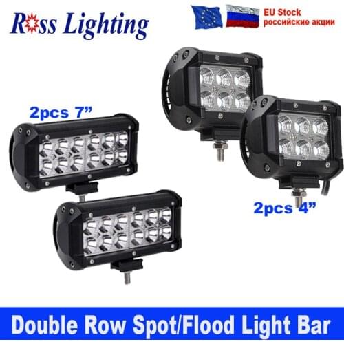 Double Row 18W Led Light Bar 4inch Pod Lights Offroad LED Bar Spot Flood Combo for Truck 4X4 ATV Fog Driving Lamp SUV 12V
