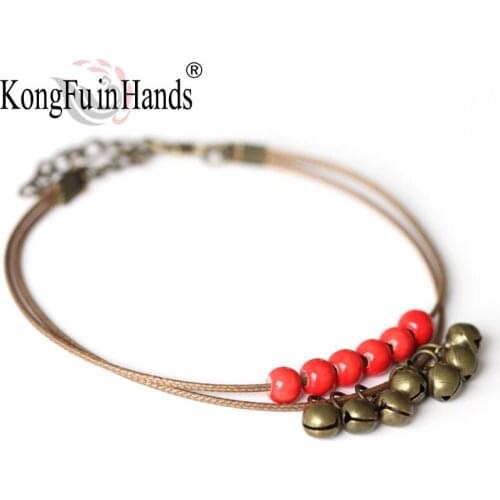 2018 New Fashion Hot Tassel Ceramic Ethnic Style Original Simple Hand-Woven Fashion Beads Bells Pendant Bracelet Ladies / Women