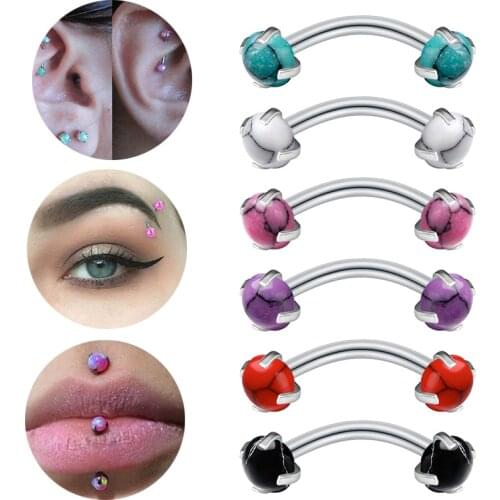 Eyebrow Rings Piercing Jewelry Vertical Labret Lip Jewelry Curved Barbell 16G for Women Rook Lip Cartilage Earrings Piercing