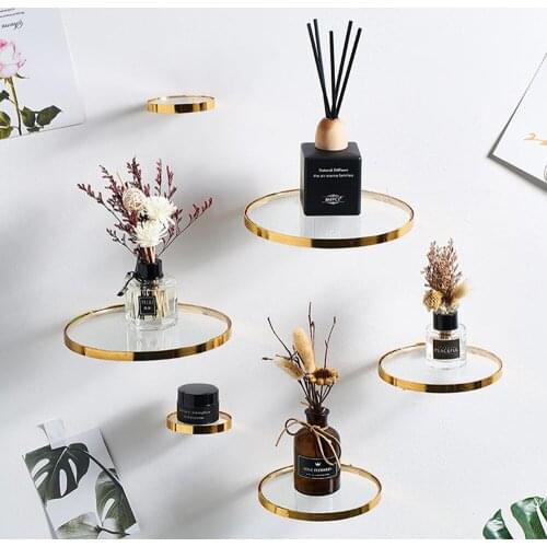 1pcs Nordic Glass Wall Rack for Plant Flower Pot Household Living Room Bathroom Wall Decor Modern Glass Decor Shelf For Flower