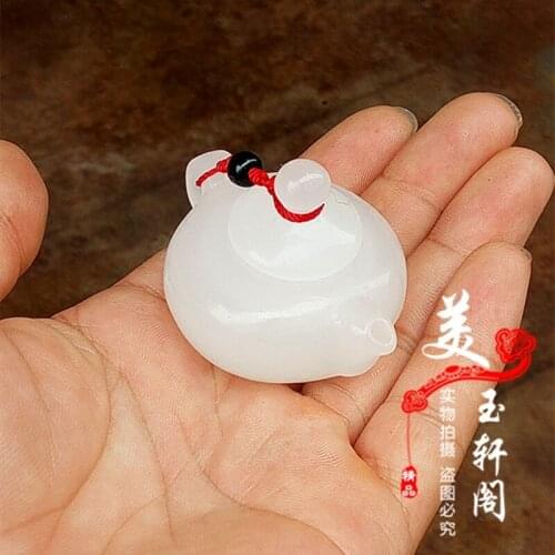 Natural fine jewelry China Boutique Collection xinjiang white jade Tea Pot pendant