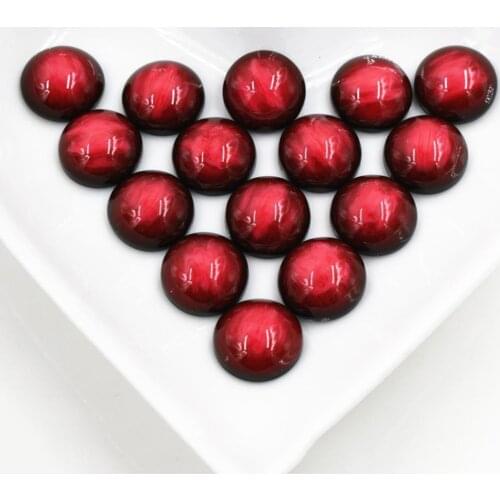 New Fashion 40pcs 12mm Red Colors Stylish Brushed Style Flat back Resin Cabochons Cameo-V5-05