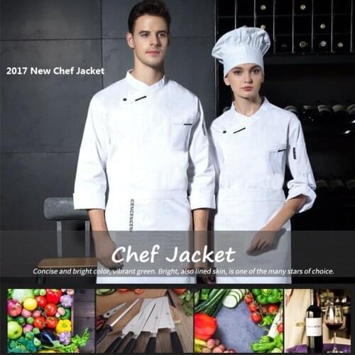 2017 New!Restaurant Kitchen Bakery Man Woman Long Sleeve Chef Jacket Work Wear Comfortable Food Service Top Jacket Uniform,LM1