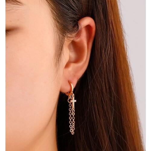 New Punk Gold-plated Cross Drop Earring Engagement Wedding Tassel Dangle Earrings for Women Girl Fashion Jewelry 2021 Creativity