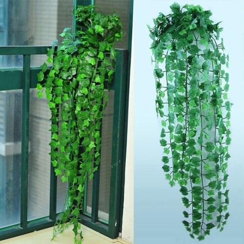 Length of 250 cm Artificial Silk Simulation Climbing Vines Green Leaf Ivy Rattan for Home Decor Bar Restaurant Decoration