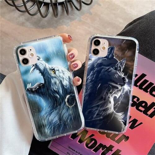 Howling wolf pictures Phone Case Transparent for iPhone 11 12 mini pro XS MAX 8 7 6 6S Plus X 5S SE 2020 XR