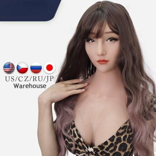 Realistic Silicone May Mask With Breasts Shemale Fake Boobs For Crossdresser Artificial Female Mask Man D Cup Cosplay