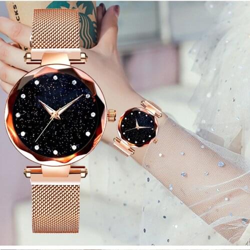 Luxury Woman Watches Rose Gold Dial Magnetic Ladies Quartz Wristwatch Diamond Watch Romantic Design Gift Clock Zegarki Damskie