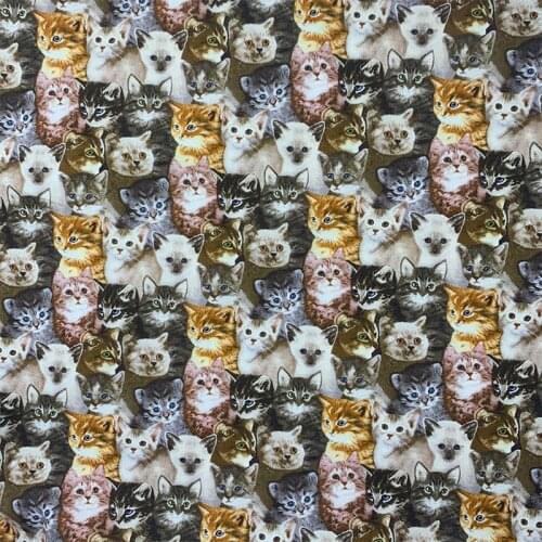 Animal picture lovely group cats pattern 100%Cotton Fabric Digital Printing Sewing Material Children Fabric Diy Dress Clothing