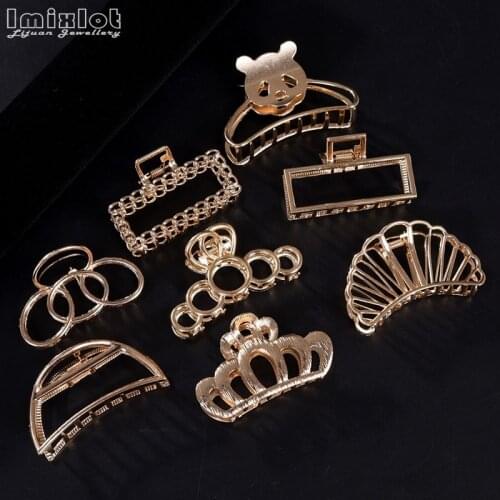 Women Star Crown Gold Hair Claws Clip Alloy Metal Geometry Hair Crab Clamp Accessories pearl Hairpin Hairgrip Barrette Headwear