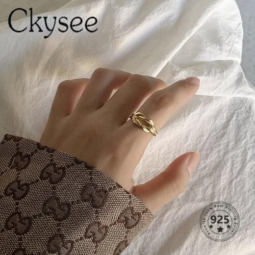 Ckysee 2021 Trend 925 Sterling Silver Rings Minimalist Knot Shape Sample Braided Rings For Women Fashion Luxury Jewelry Gift