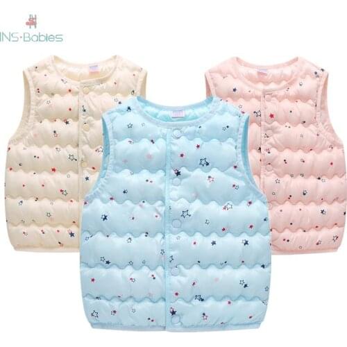 Autumn Baby Down Cotton Vest for girls Winter Toddler Boy Vest 18m-4y Sleeveless Jacket For Kids candy color baby girls clothes