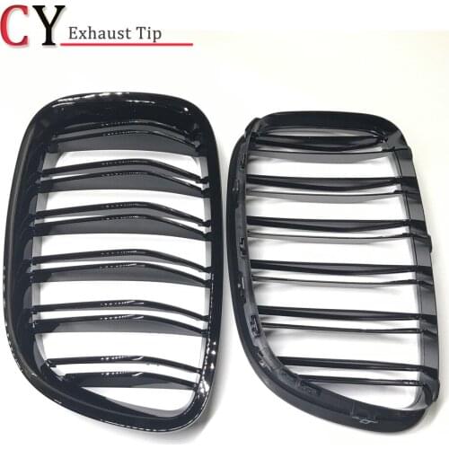 1 Pair Glossy Black Dual Slat Front Grille For BMW 5-Series GT F07 528i 535i 550i 2010-2016