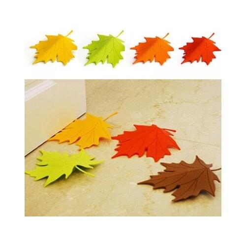 1Pc Cartoon Silicone Maple leaves Door Plug Windbreak Anti Folder Hand Door Resistance Door File key Safety Door Stop Wedge