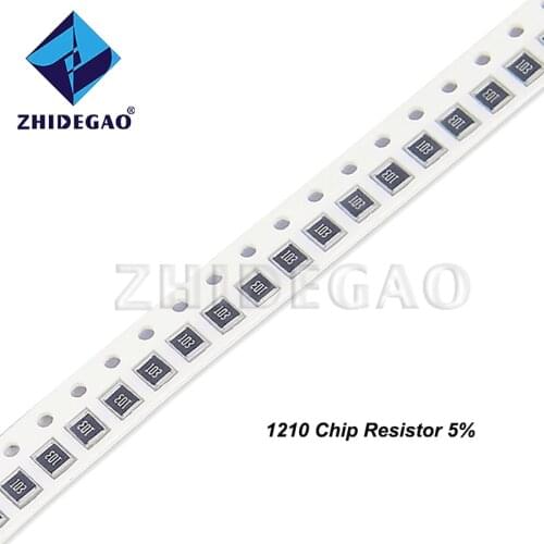 ZHIDEGAO 100Pcs 1210 5% SMD resistor 0R ~ 10M 1/2W 0 1 10 100 150 220 330 ohm 1K 2.2K 10K 100K 0R 1R 10R 100R 150R 220R 330R