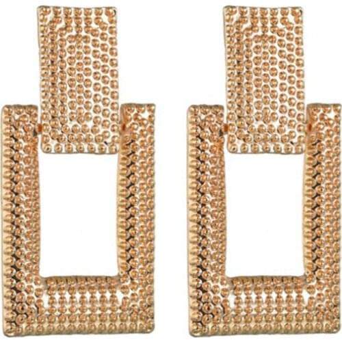 2019 Fashion Jewellery Large Earings Geometric Female Jewelry Vintage Square Earrings For Women Gold Color Statement Earrings
