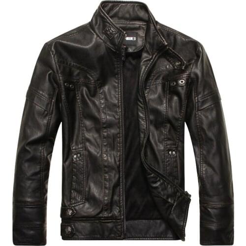 2021 Autumn New Stand Collar Veste Cuir Moto Vintage jacket