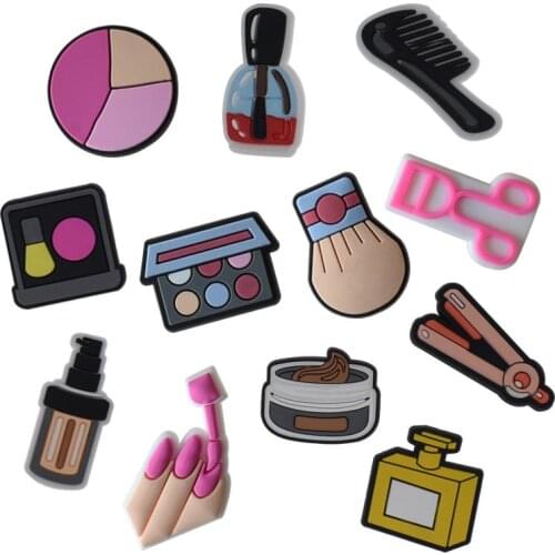 Accesories 1 Pcs Girl Cosmetic Shoe Decoration Charms PVC Croc Charms Decoration for Bracelets Wristbands Adult Kids Jib Shoes