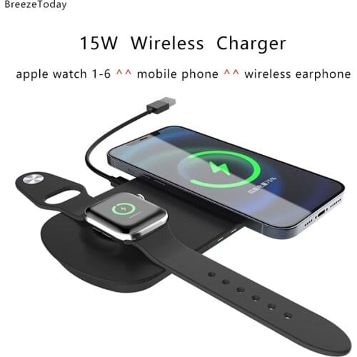 2 in 1 Wireless Charging Wireless Charger For Apple Watch iWatch 1 2 3 4 5 6 iPhone 12 Pro Max Airpods 2 Samsung Oneplus Xiaomi