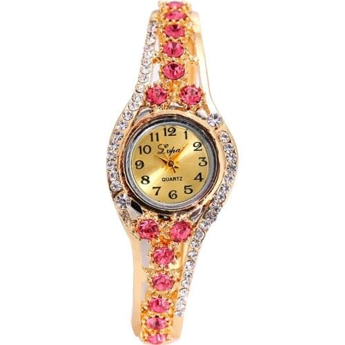 Luxury Champagne Gold Diamond Stainless Steel Strap Ladies Watch Fashion Elegant Waterproof Shock Resistance Ladies Quartz Watch