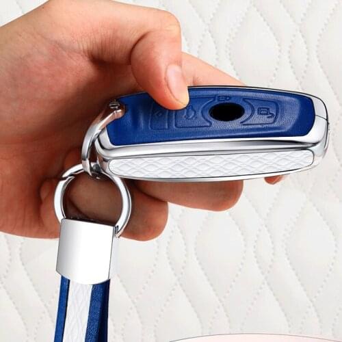 Alloy Leather Car Key Cover For BMW 520 525 F10 F30 F18 118i 320i 3 5 7 Series X3 X4 M3 M5 Remote Case Car Accessories Styling