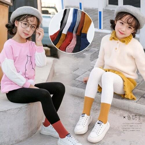 2019 New Patchwork Pattern Children Leggings For Age 3-10 Years Girls Candy Colors Trousers Autumn Pure Cotton Kids Leggings
